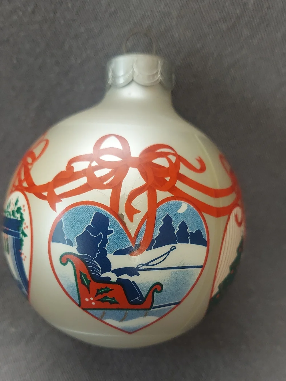 Vintage Hallmark glass ornament labeled 'First Christmas Together 1985